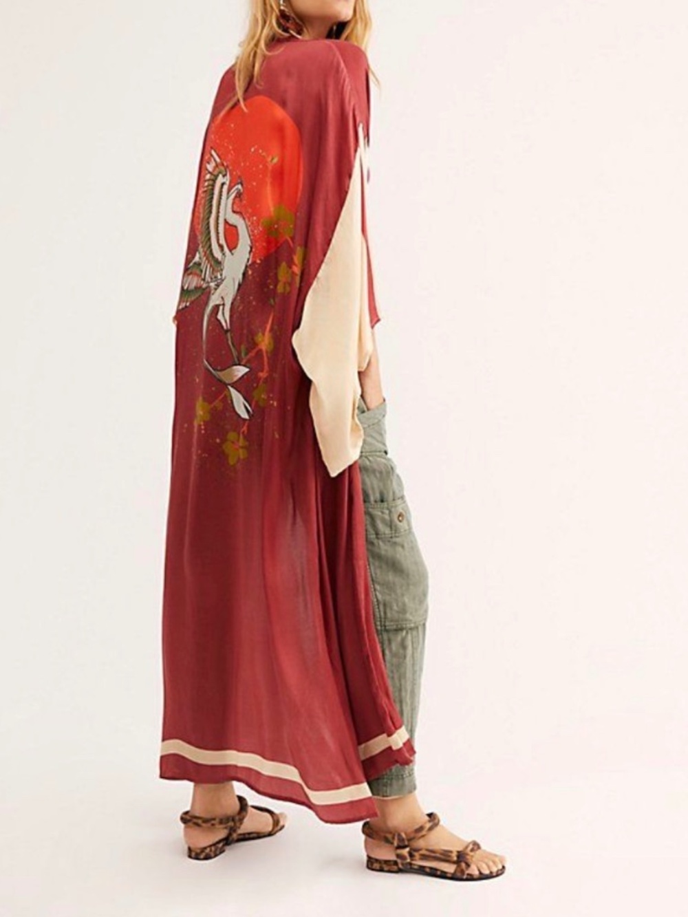 Free People Rising Sun Maxi Kimono one size.